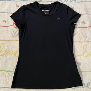 NIKE Navy Blue NikeSportsTee Fitdry Shirt Womans sz Large L